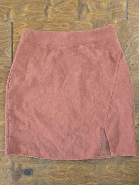 SHEIN Rust Corduroy Mini Skirt with Side Slit